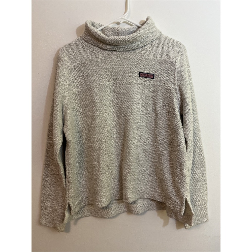 Vineyard Vines Women's M Textured Turtleneck Long Sleeve Cozy Thick Top Cream